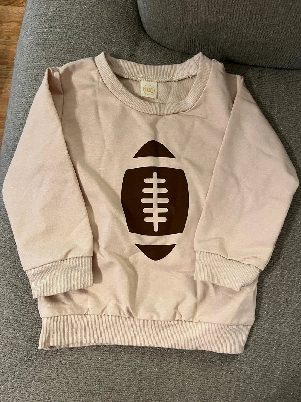 Kids Football Graphic Sweatshirt & Jogger Set - Tan